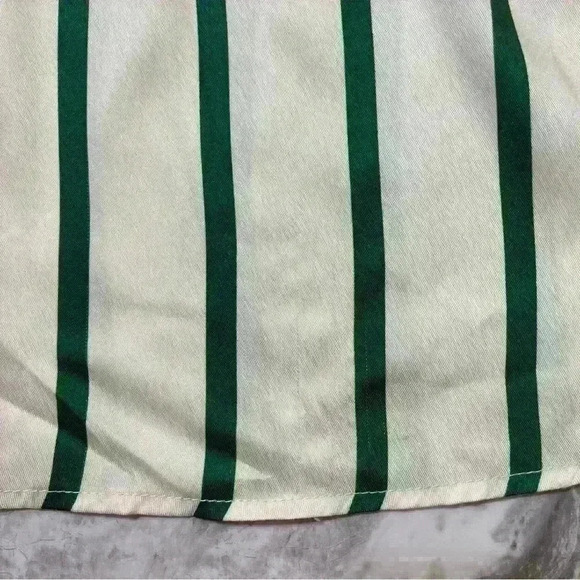 SHEIN Lantern Sleeve Striped Print Shirt size M ivory- green - Picture 11 of 11